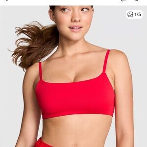 PINK Victoria's Secret Red Square-Neck Sports Bra